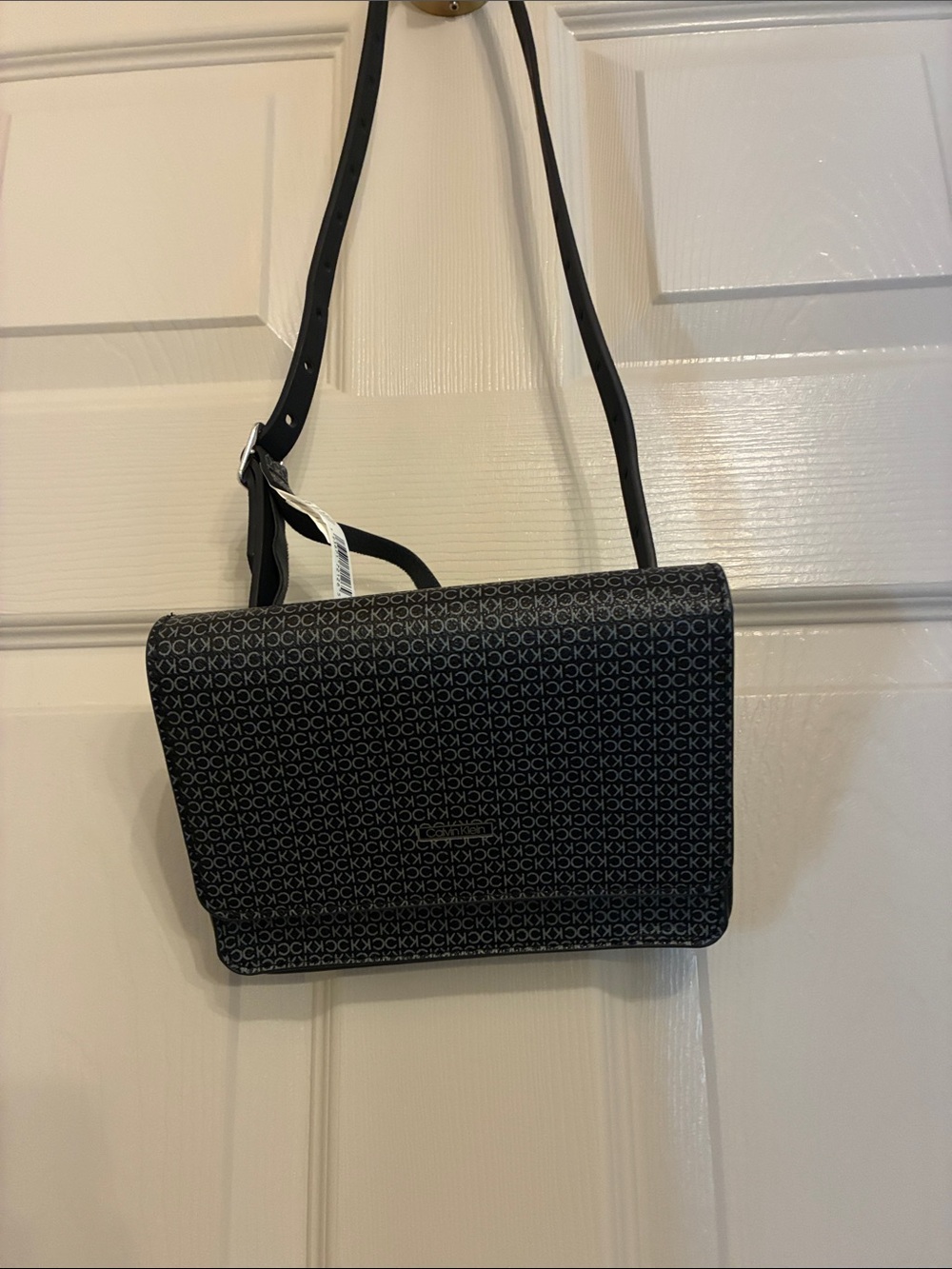 Calvin Klein Black Signature Logo Crossbody Bag
